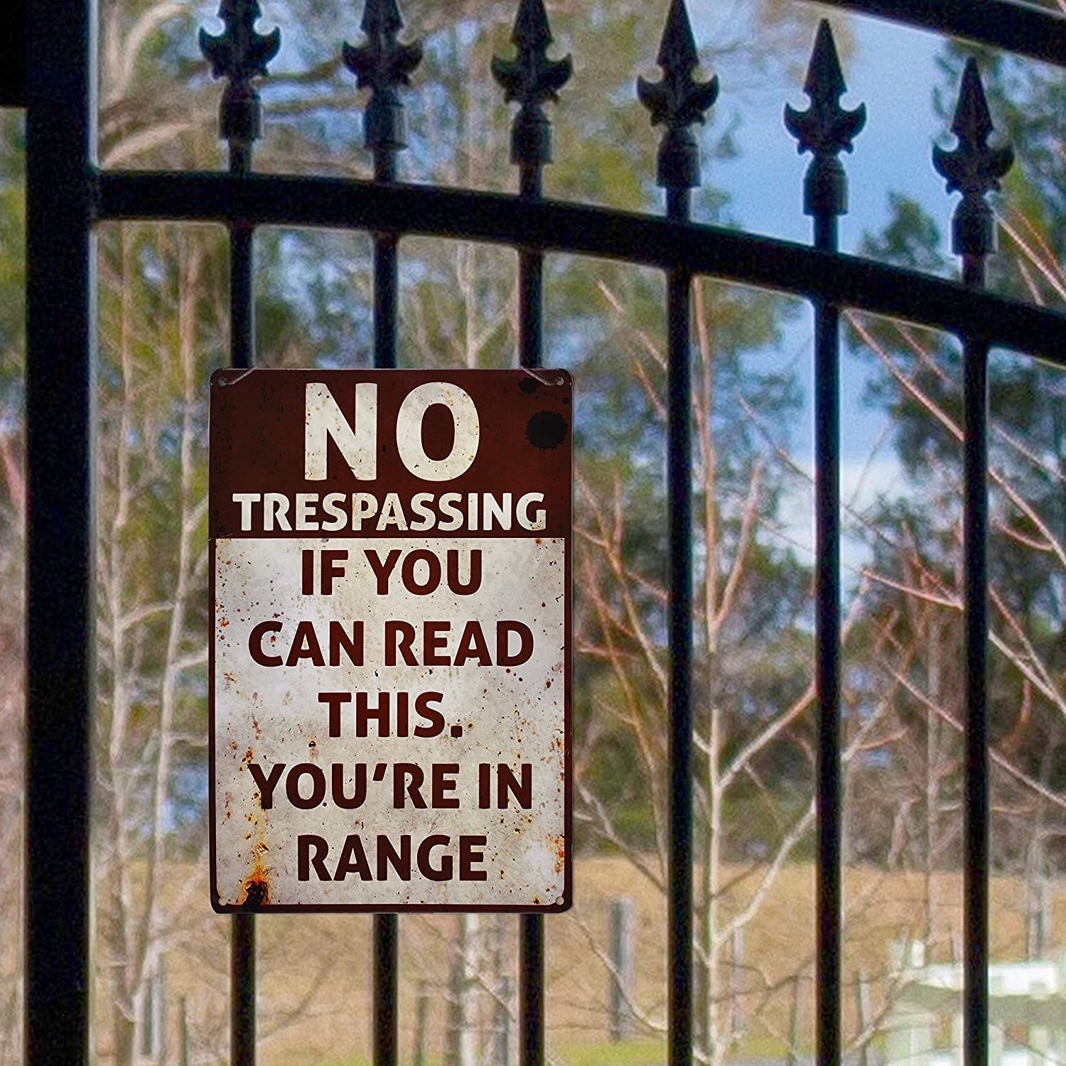 Retro Fashion Chic Funny Metal Tin Sign No Trespassing We're Tired of Hiding The Bodies