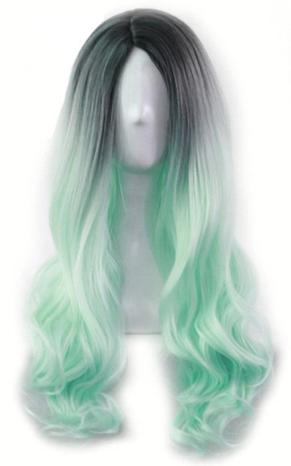 Chocolate Chip Mint Green Middle Part Ombre Wig 26" | Trendy Wig | Synthetic Top Quality Heat Resistant Fiber | Human Hair Look and Feel