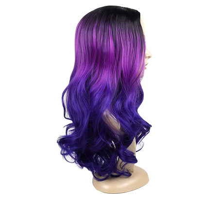Purple Tri-Tone Ombre | Big Wave | 24&quot; Synthetic | Human Hair Feel | Drag Queen | Trendy Custom Styled | Stage Performer Wig