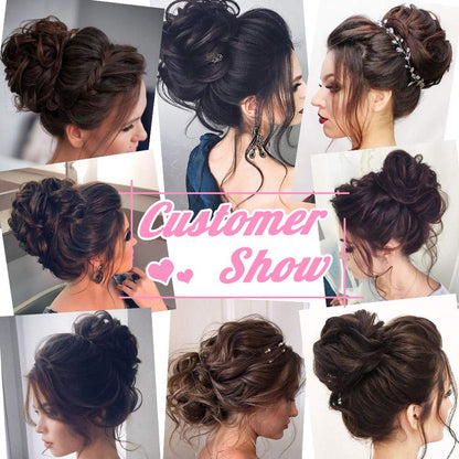 Donut Curly Wavy Messy Bun Chignon Extensions Scrunchy Updo Hairpiece Synthetic Chigo Ponytail Choice of 9 Colors to Match Your Hair Color
