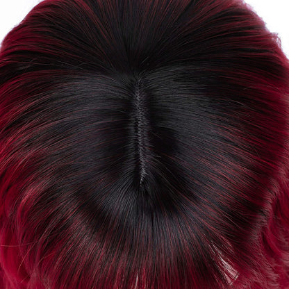 Red Black Ombre | Daily Wear | Cosplay | Dress Up | Photo Shoot | Short Wig with Bangs | Top Of The Line Heat Resistant Synthetic Fiber 12"