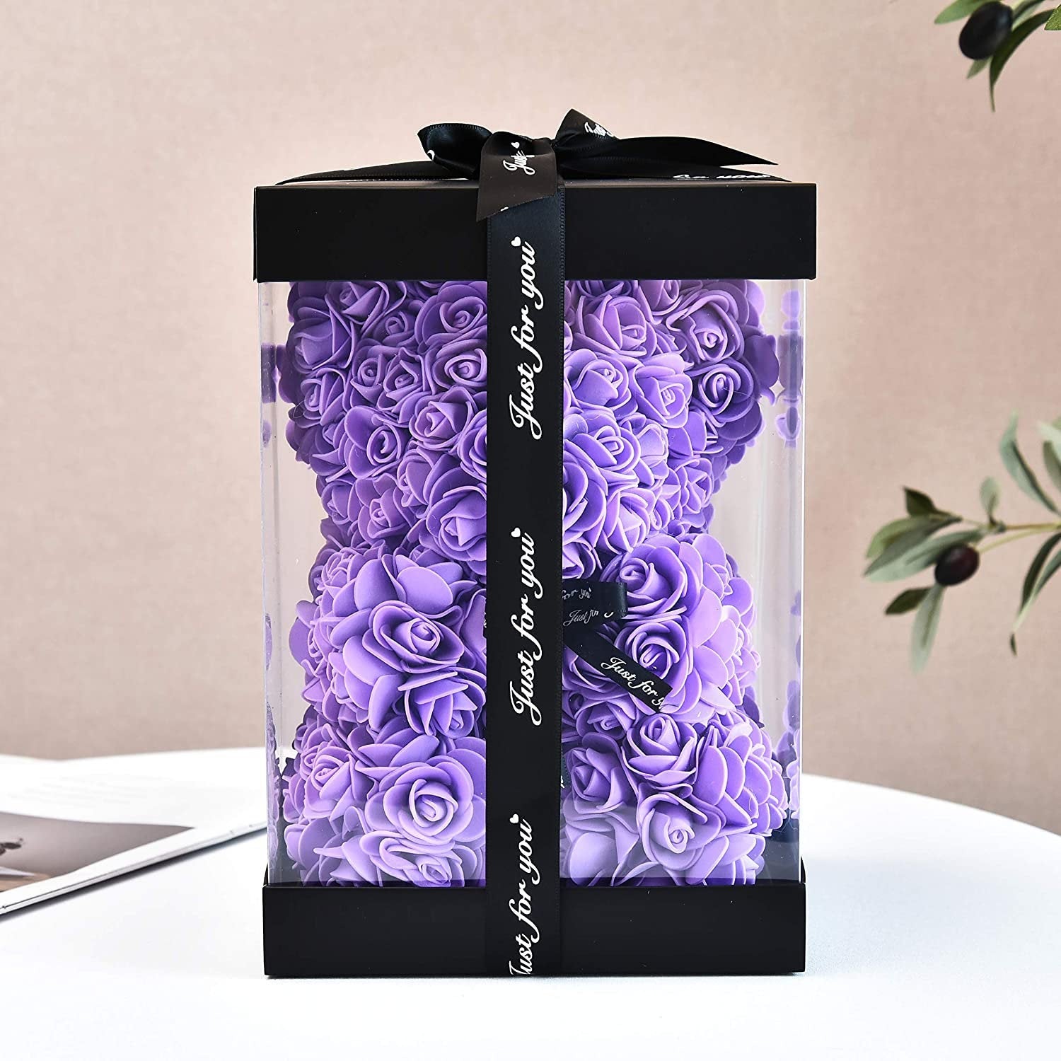 Eternal Love Rose Bear Valentine Day Romantic Lover Gift Red, Purple or Rainbow Bear Available for IMMEDIATE SHIPMENT Limited Supply