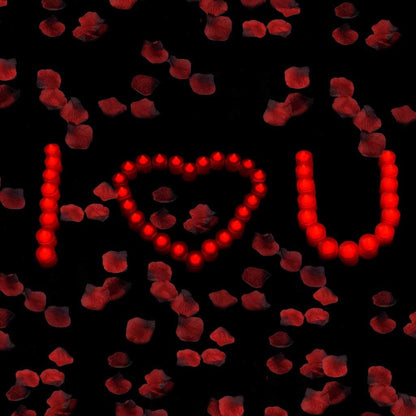 24 LED Tea Light Candles Realistic Flameless Tealight Candle and 1000 Pcs Artificial Dark Red Silk Rose Petals, Ideal for Valentine&#39;s Day
