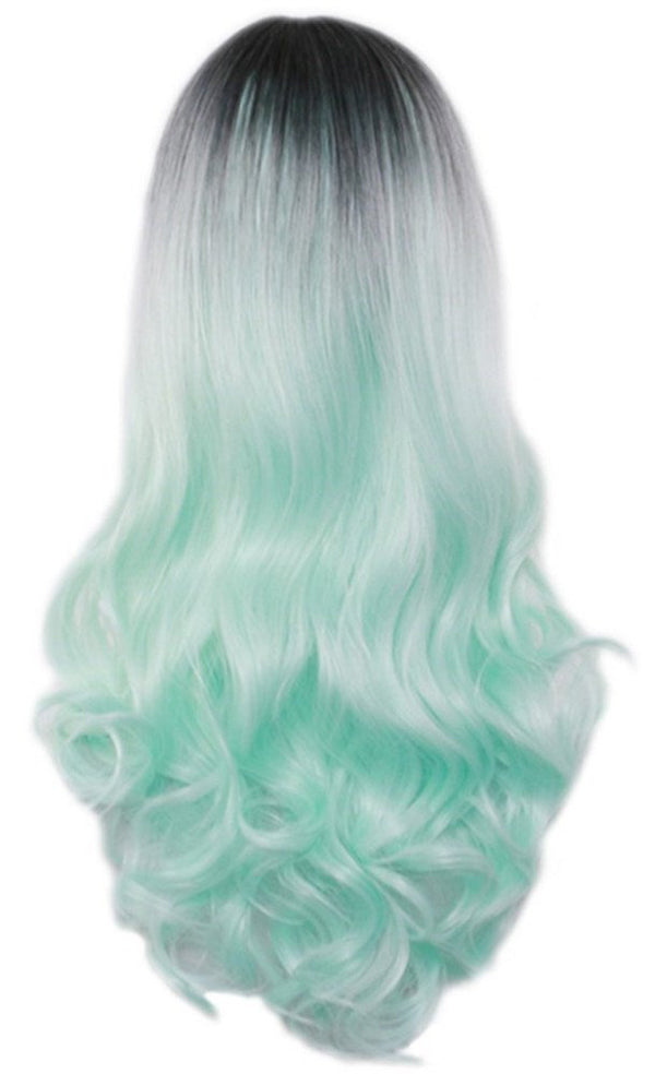 Chocolate Chip Mint Green Middle Part Ombre Wig 26" | Trendy Wig | Synthetic Top Quality Heat Resistant Fiber | Human Hair Look and Feel