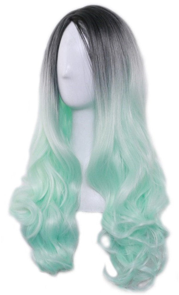 Chocolate Chip Mint Green Middle Part Ombre Wig 26" | Trendy Wig | Synthetic Top Quality Heat Resistant Fiber | Human Hair Look and Feel