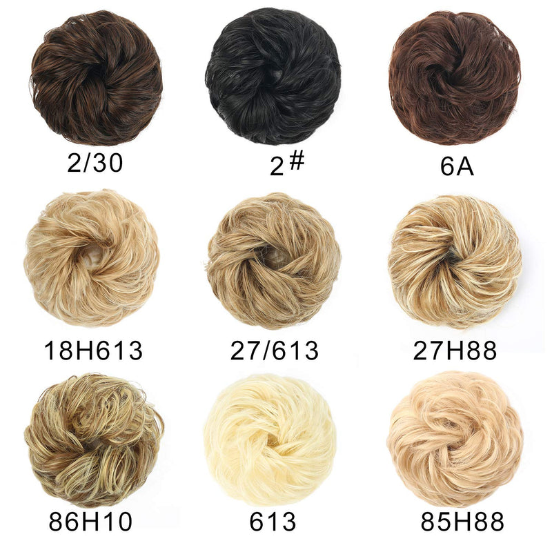 Donut Curly Wavy Messy Bun Chignon Extensions Scrunchy Updo Hairpiece Synthetic Chigo Ponytail Choice of 9 Colors to Match Your Hair Color