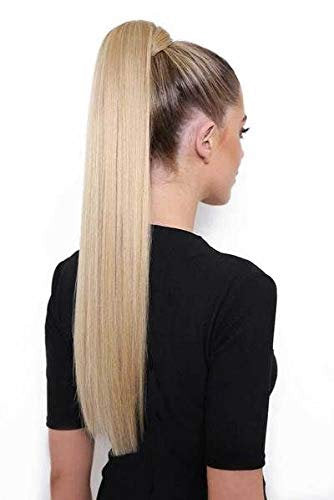 30-Second Dream Ponytail Extension(Straight) Long Straight Ponytail Wrap Around 22" Synthetic Hair Extension #613 Blonde