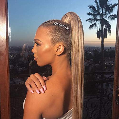30-Second Dream Ponytail Extension(Straight) Long Straight Ponytail Wrap Around 22" Synthetic Hair Extension #613 Blonde