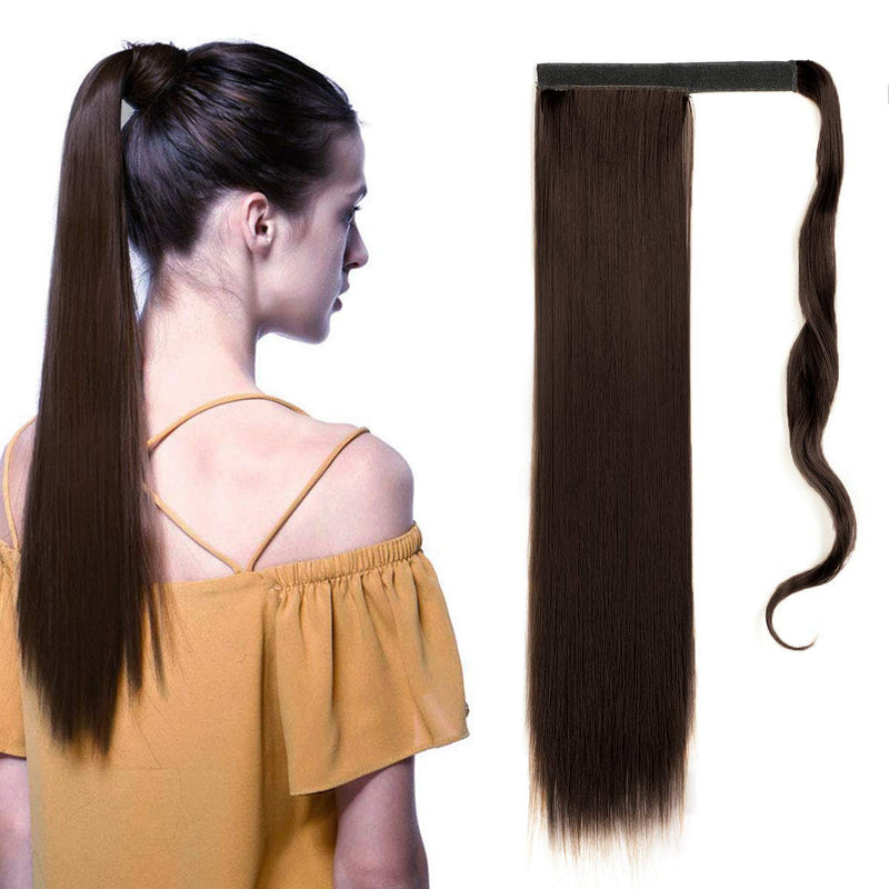 30-Second Dream Ponytail Extension(Straight) Long Straight Ponytail Wrap Around 22" Synthetic Hair Extension #33 Dark Brown