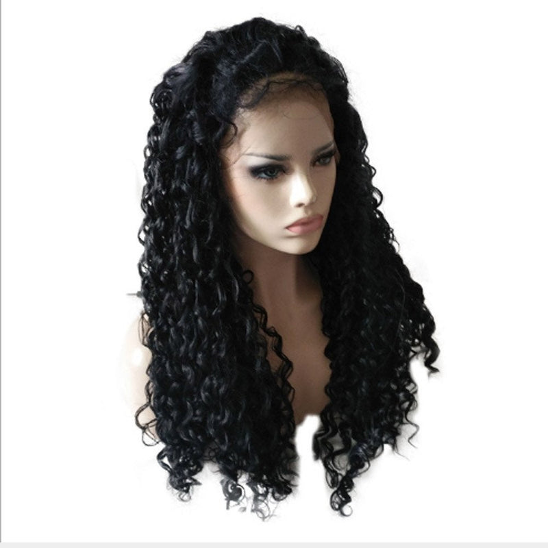 SALE ITEM - On Clearance FINAL Sale Corn Wave Natural Black Synthetic Lace Front 24" Free Parting Pre Plucked Water Wave Wet Look Glueless