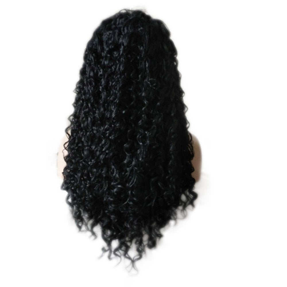 SALE ITEM - On Clearance FINAL Sale Corn Wave Natural Black Synthetic Lace Front 24" Free Parting Pre Plucked Water Wave Wet Look Glueless