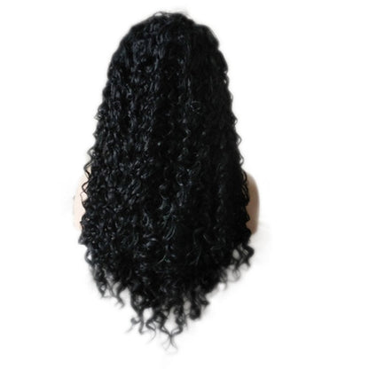 SALE ITEM - On Clearance FINAL Sale Corn Wave Natural Black Synthetic Lace Front 24" Free Parting Pre Plucked Water Wave Wet Look Glueless