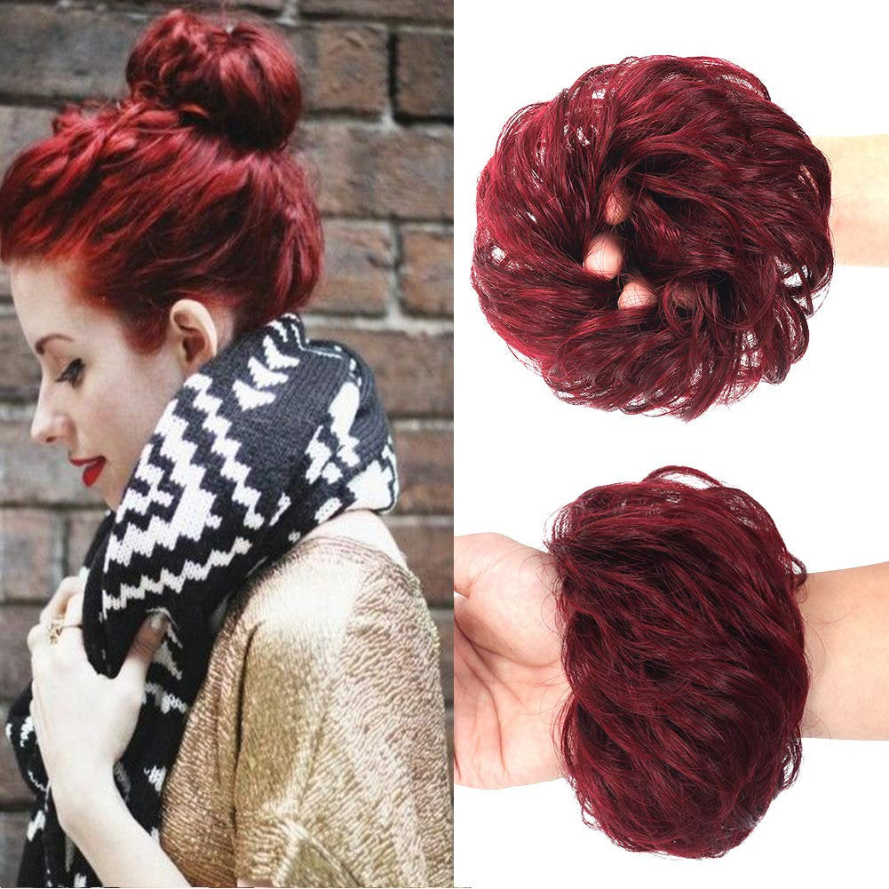 100% Brazilian Human Hair Curly Messy Bun Chignon Extensions Scrunchy Updo Hairpiece