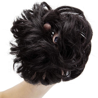 100% Brazilian Human Hair Curly Messy Bun Chignon Extensions Scrunchy Updo Hairpiece