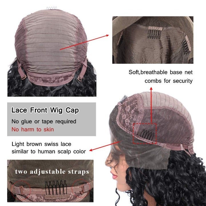 SALE ITEM - On Clearance FINAL Sale Corn Wave Natural Black Synthetic Lace Front 24" Free Parting Pre Plucked Water Wave Wet Look Glueless