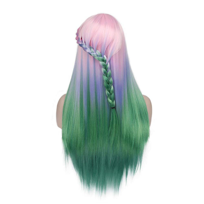 Trendy Rainbow Pastel | Unicorn Princess | Mermaid | Straight | 22" Synthetic | Human Hair Feel | Drag Queen | Custom Colored | Party Wig