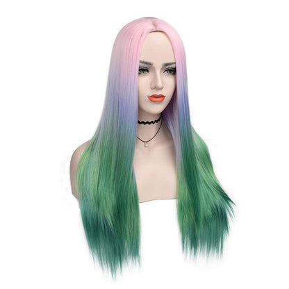 Trendy Rainbow Pastel | Unicorn Princess | Mermaid | Straight | 22" Synthetic | Human Hair Feel | Drag Queen | Custom Colored | Party Wig