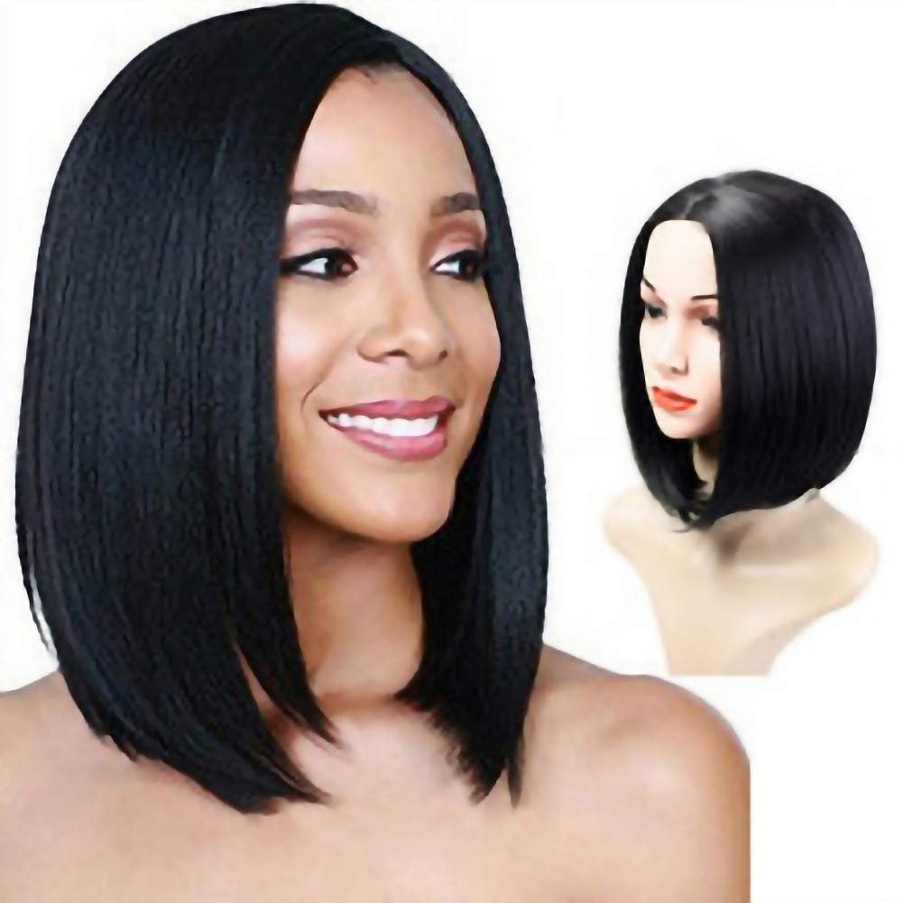 Top Quality Black Bob Quick Straight No Bangs Synthetic Wig High Temperature Heat Resistant 150% Density 14" +/-  Top Selling Ready To Ship