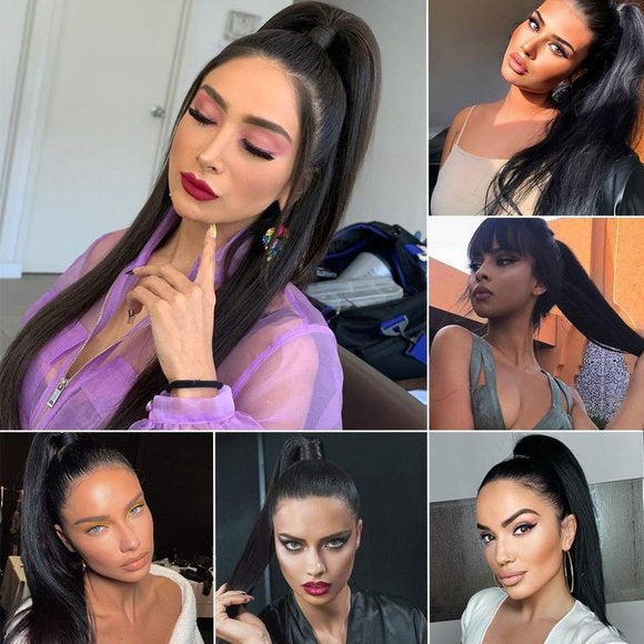 30-Second Dream Ponytail Extension(Straight) Long Straight Ponytail Wrap Around 22" Synthetic Hair Extension