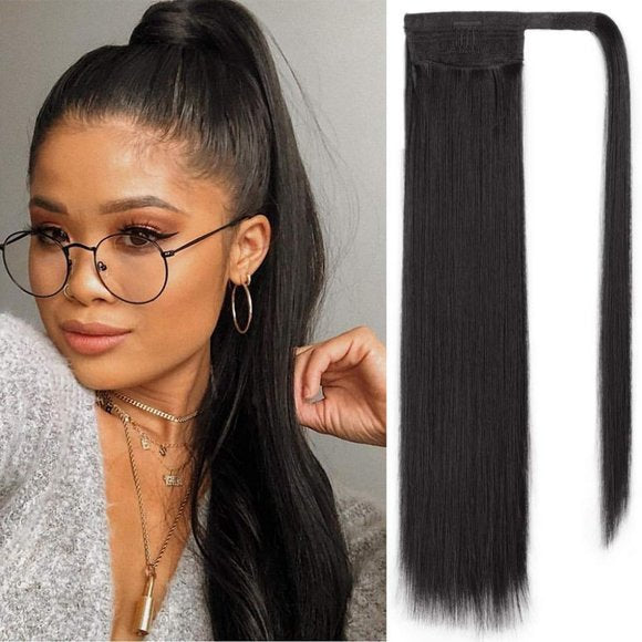30-Second Dream Ponytail Extension(Straight) Long Straight Ponytail Wrap Around 22" Synthetic Hair Extension