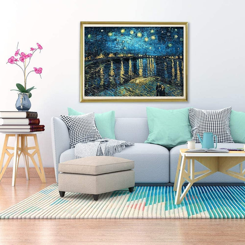 Starry Night Over the Rhône (1888) - Set of 2 | 20 x 16&quot; | DIY 5D Diamond Art Full Drill Embroidery Painting Kit | Home Wall Art Décor
