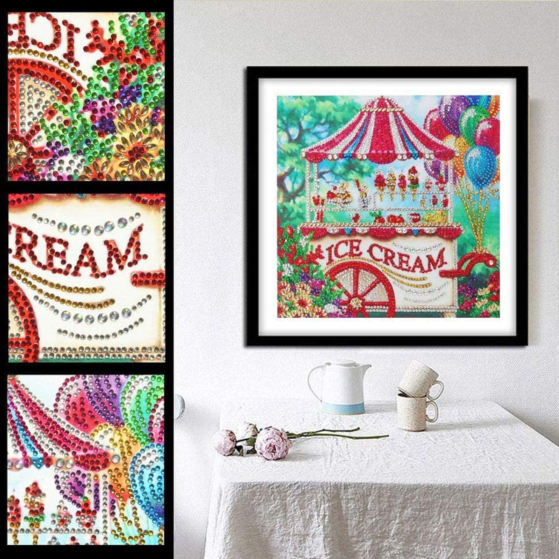 DIY 5D Diamond Art Full Drill Embroidery Painting Kit | Home Wall Art Décor | Colorful Ice Cream | 11.8×11.8&quot; | The Perfect Relaxation Gift