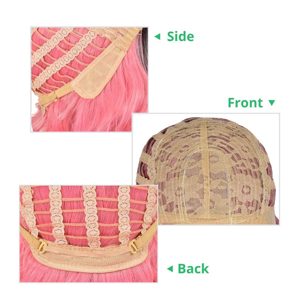 Natural Hot Ombre | Black to Hot Pink | 24" Synthetic Daily Use Cosplay Wig | Top Quality Heat Resistant Fiber | Easy Wear | Human Hair Feel