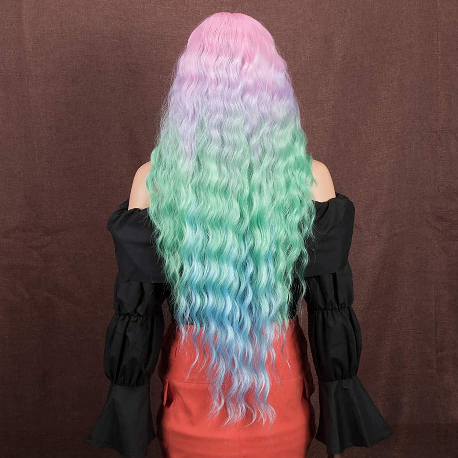 Pastel Rainbow Unicorn Princess Mermaid Waves | 30" Lace Front Synthetic | Human Hair Feel | Drag Queen | Custom Color | Stage Performer