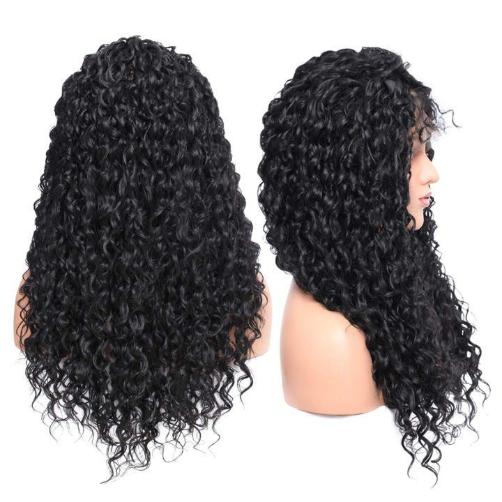 SALE ITEM - On Clearance FINAL Sale Corn Wave Natural Black Synthetic Lace Front 24" Free Parting Pre Plucked Water Wave Wet Look Glueless