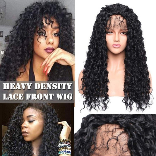SALE ITEM - On Clearance FINAL Sale Corn Wave Natural Black Synthetic Lace Front 24" Free Parting Pre Plucked Water Wave Wet Look Glueless