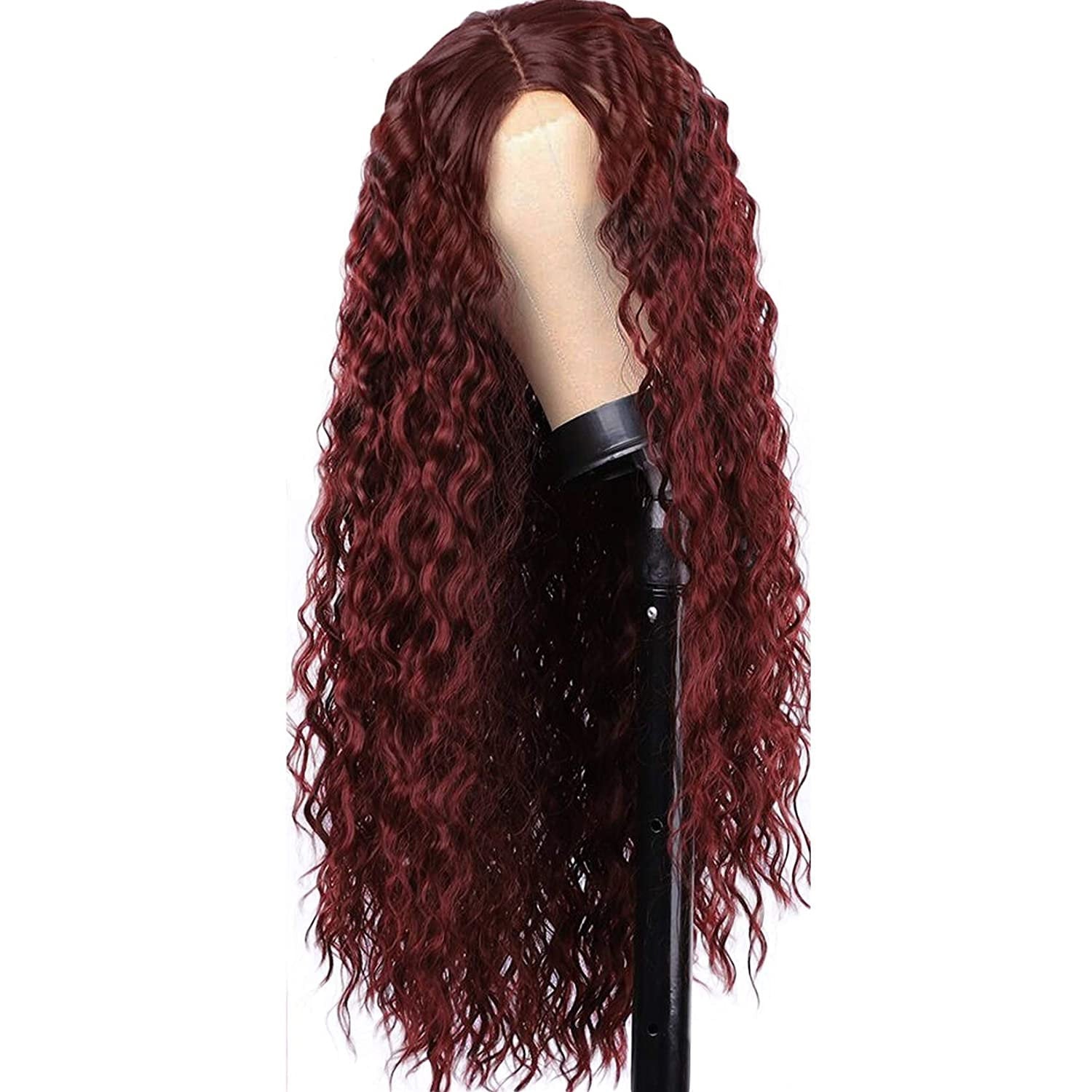Wine Red Wavy Color # 99j 30"+/- | Lace Front Wig with Baby Hair | Trendy Wig | Synthetic Top Quality Heat Resistant Fiber | Human Hair Feel