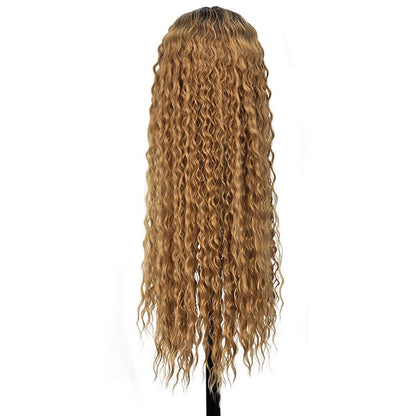 Long Brown Ombre 30"+/- | Lace Front Wig with Baby Hair | Trendy Wig | Synthetic Top Quality Heat Resistant Fiber | Human Hair Feel