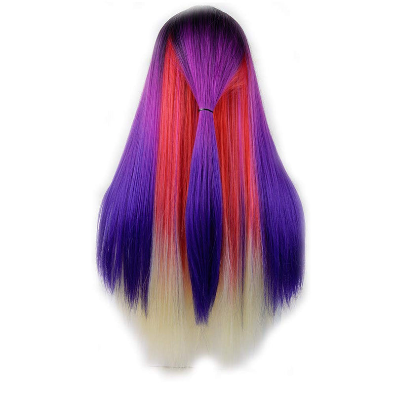 Andromeda | Trendy Five Color Rainbow | Unicorn | Mermaid | Straight Synthetic | Heat Resistant | Daily Wear | Cosplay Fashion Party Wig 26"