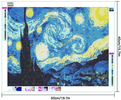 Starry Night Over the Rhône (1888) - Set of 2 | 20 x 16&quot; | DIY 5D Diamond Art Full Drill Embroidery Painting Kit | Home Wall Art Décor