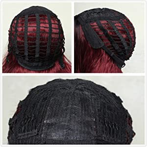 Wine Red Shoulder Length Bob Full Wig | Synthetic Top Quality Heat Resistant Fiber | Human Hair Feel | Side Parting 14&quot;