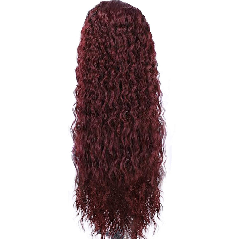 Wine Red Wavy Color # 99j 30"+/- | Lace Front Wig with Baby Hair | Trendy Wig | Synthetic Top Quality Heat Resistant Fiber | Human Hair Feel