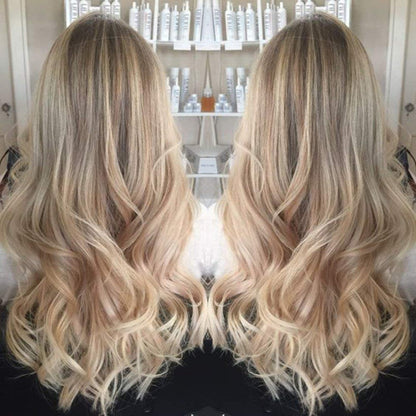 Ash Brown Natural Blonde Two Tone 25" Long Wavy High Density Synthetic Heat Resistant Wig One of the Very Best Unique Custom Handmade Units