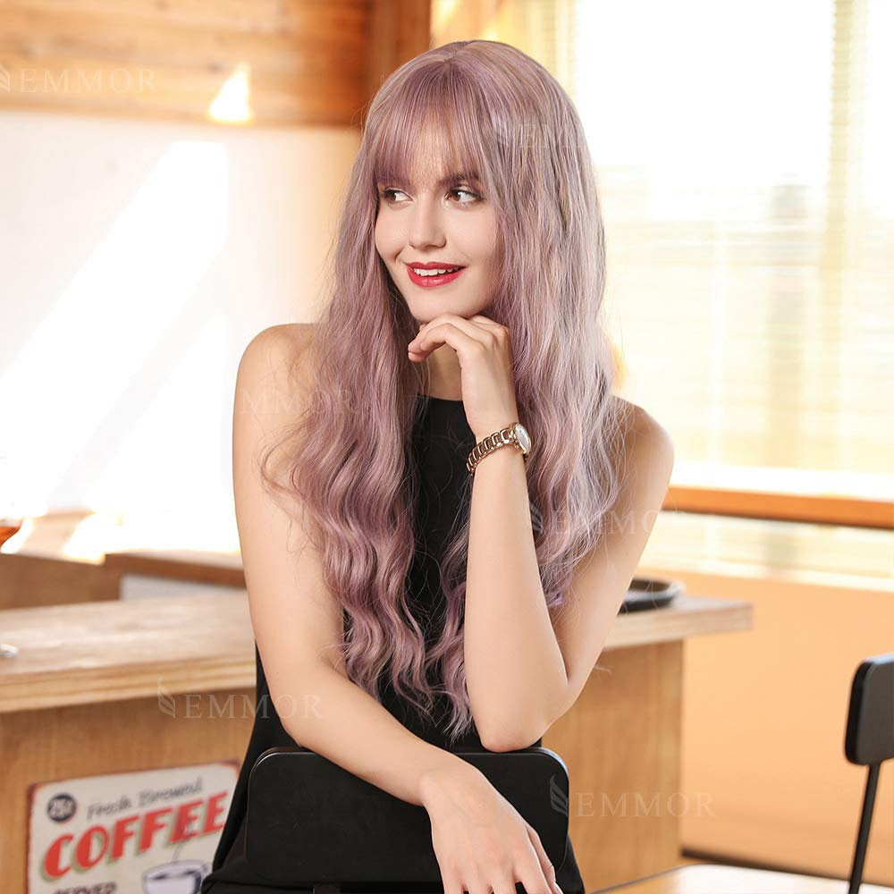 Dusty Pink Purple Wavy 26" | Trendy Wigs | Synthetic Top Quality Heat Resistant Fiber | Human Hair Feel | Instant Hair Style Transformation