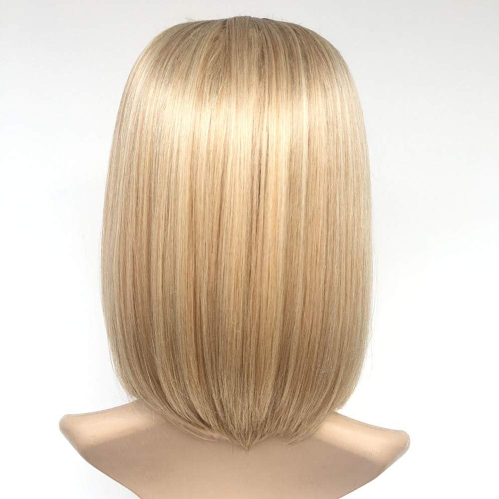 14” Two tone Ombre Ash Blonde Long Bob Synthetic Hair Wig | Top Quality Heat Resistant Fiber | Human Hair Feel | Delivery 3 to 5 Days