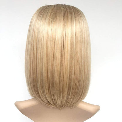 14” Two tone Ombre Ash Blonde Long Bob Synthetic Hair Wig | Top Quality Heat Resistant Fiber | Human Hair Feel | Delivery 3 to 5 Days