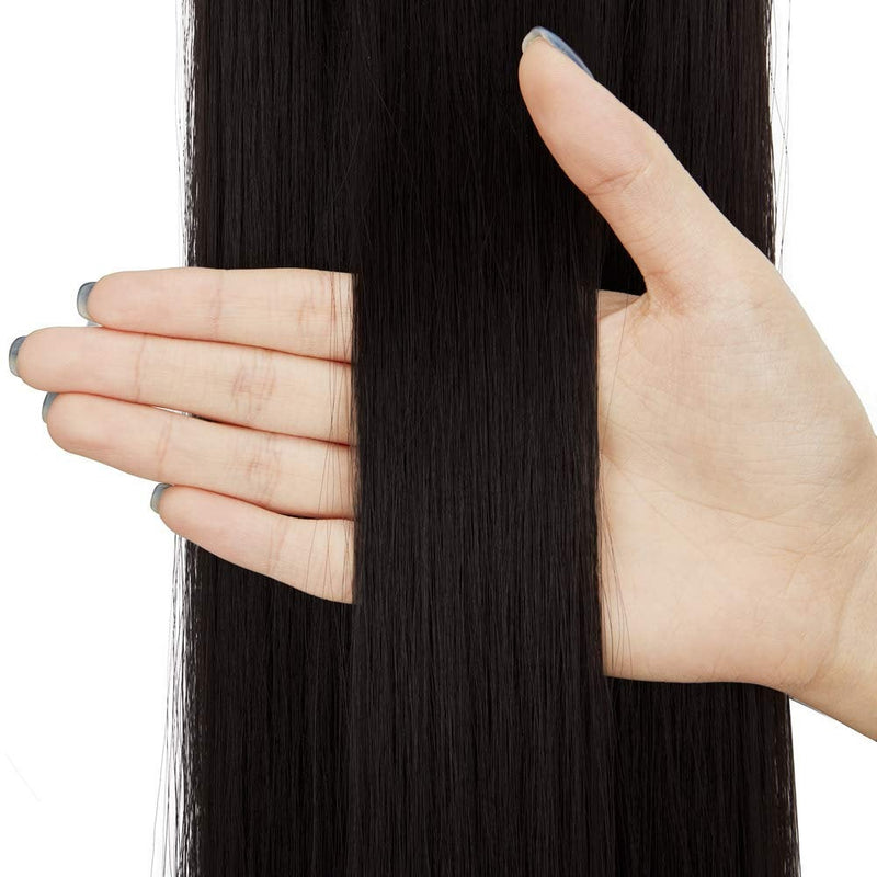 Best Quality Straight 28" Long | Wrap Around Synthetic Hair Piece | Clip in Ponytail Hair Extension Color #1B Natural Black