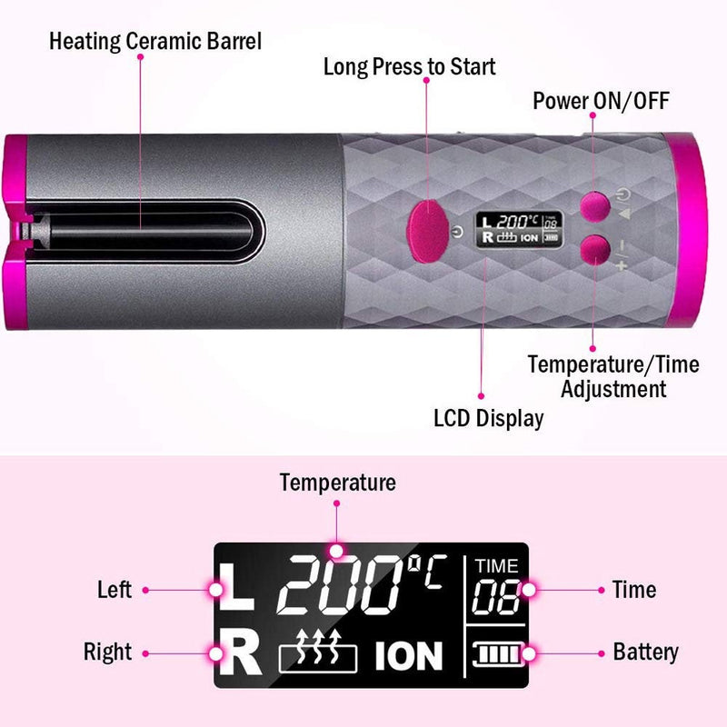 Auto Rotating Hair Curler | USB Chargeable | World's first cordless hair curler |  Perfect Curls within seconds even on the GO!