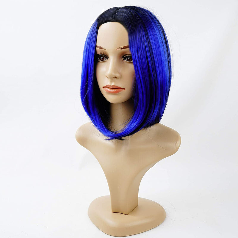Cobalt Blue Ombre Shoulder Length 14" Bob Synthetic  | Top Quality Heat Resistant Fiber | Human Hair Feel | WIG Cap Included | Free Shipping