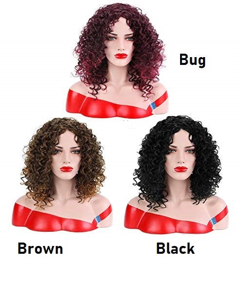 Kinky Curly Full Synthetic Heat Resistant Wig Choice of 3 Colors or Pick Up ALL THREE and SAVE!