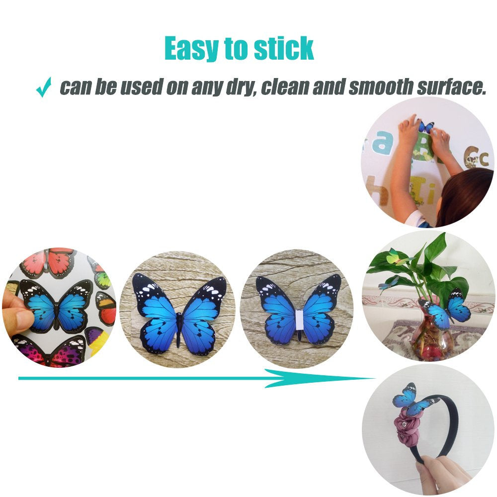 Butterfly Removable 3D Wall Decal 123 Butterfly stickers 3D Butterflies Wall Decals Child's Room Birthday DIY Project Flower Decorations