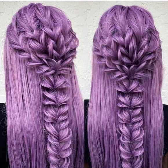 Light Lavender Glueless Purple High Temperature Heat Resistant Fiber 24" | Trendy Wig | Synthetic Top Quality Custom Made | Human Hair Feel