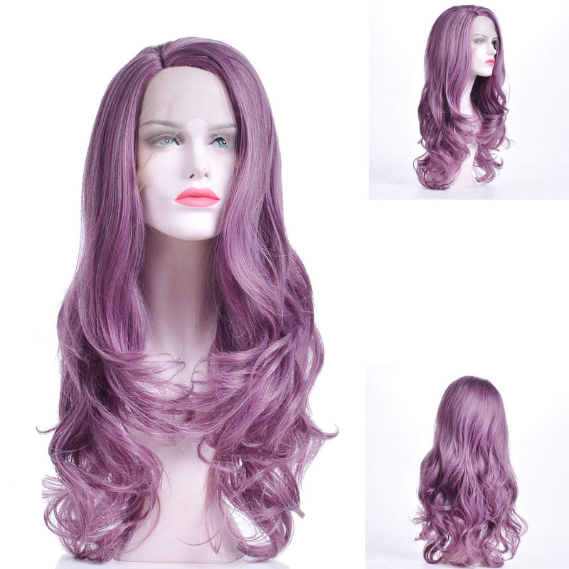 Lavender Glueless Purple High Temperature Heat Resistant Fiber 24" | Trendy Wig | Synthetic Top Quality Lace | Custom Made | Human Hair Feel