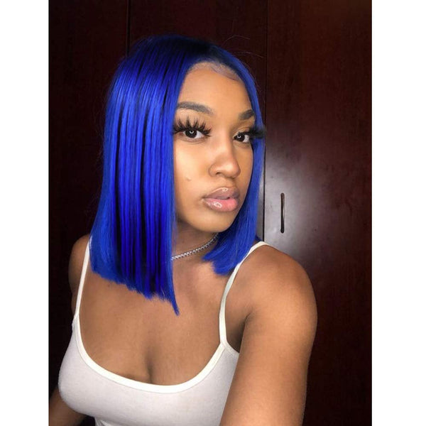 Cobalt Blue Ombre Shoulder Length 14" Bob Synthetic  | Top Quality Heat Resistant Fiber | Human Hair Feel | WIG Cap Included | Free Shipping