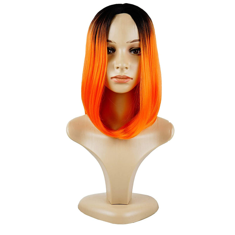 Pumpkin Orange Shoulder Length 14" Bob | Top Quality Synthetic Heat Resistant Fiber | Human Hair Feel | Non Lace | Very Soft |  No Shedding