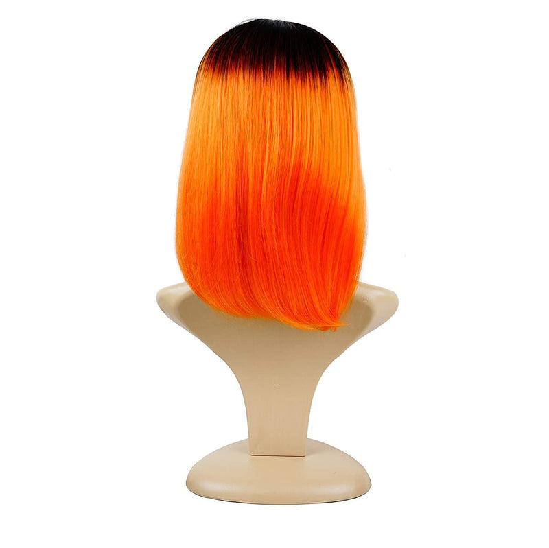 Pumpkin Orange Shoulder Length 14" Bob | Top Quality Synthetic Heat Resistant Fiber | Human Hair Feel | Non Lace | Very Soft |  No Shedding